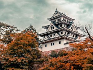 Preview wallpaper pagoda, building, trees, autumn