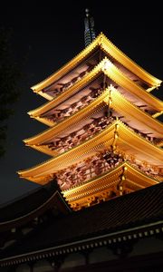 Preview wallpaper pagoda, buildings, glow, architecture