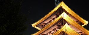 Preview wallpaper pagoda, buildings, glow, architecture