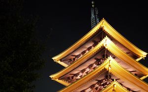 Preview wallpaper pagoda, buildings, glow, architecture