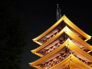 Preview wallpaper pagoda, buildings, glow, architecture