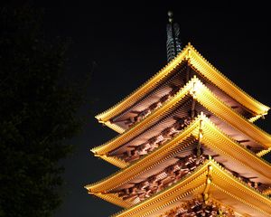 Preview wallpaper pagoda, buildings, glow, architecture