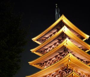 Preview wallpaper pagoda, buildings, glow, architecture