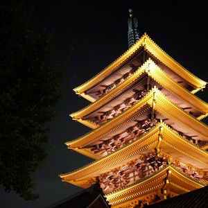 Preview wallpaper pagoda, buildings, glow, architecture