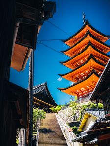 Preview wallpaper pagoda, buildings, steps, architecture, sky