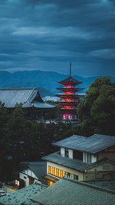Preview wallpaper pagoda, houses, roofs, buildings, architecture, japan