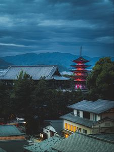 Preview wallpaper pagoda, houses, roofs, buildings, architecture, japan