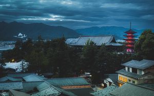 Preview wallpaper pagoda, houses, roofs, buildings, architecture, japan