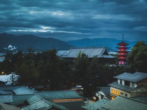 Preview wallpaper pagoda, houses, roofs, buildings, architecture, japan