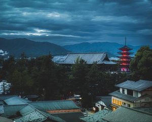 Preview wallpaper pagoda, houses, roofs, buildings, architecture, japan