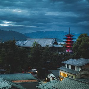 Preview wallpaper pagoda, houses, roofs, buildings, architecture, japan