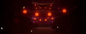 Preview wallpaper pagoda, lanterns, glow, dark, night