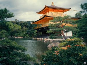 Preview wallpaper pagoda, pond, architecture, japan