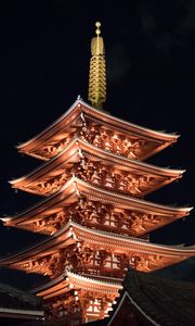 Preview wallpaper pagoda, roof, architecture, night