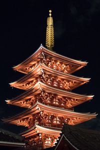 Preview wallpaper pagoda, roof, architecture, night