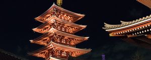 Preview wallpaper pagoda, roof, architecture, night