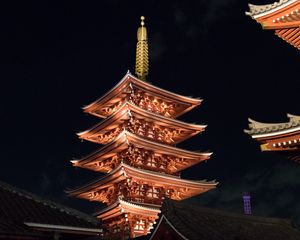 Preview wallpaper pagoda, roof, architecture, night