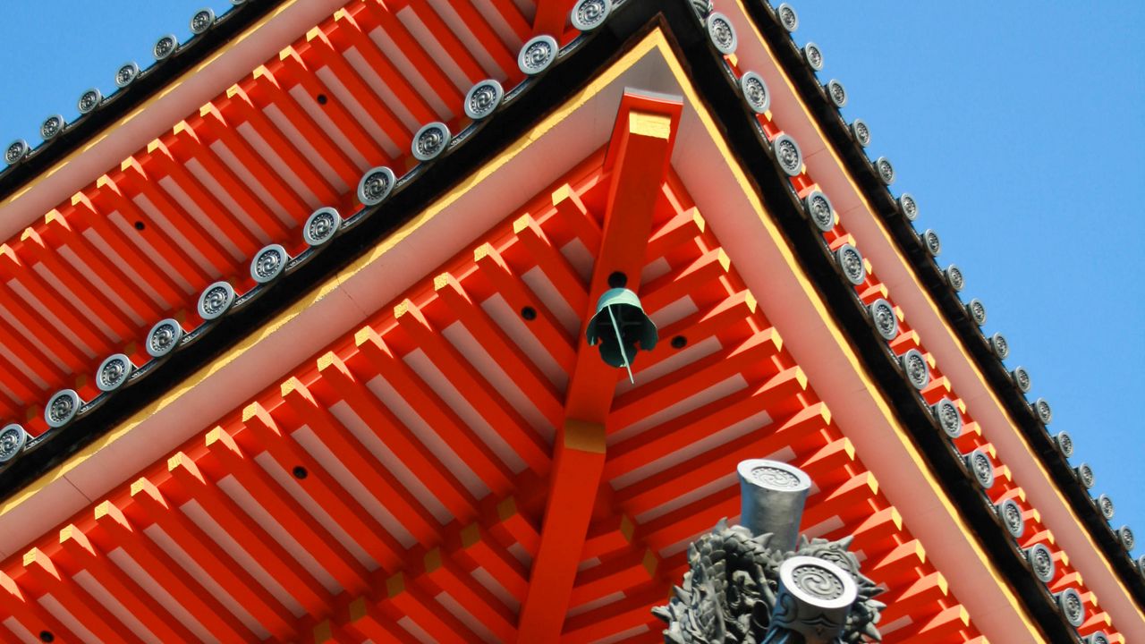 Wallpaper pagoda, roof, bells, architecture