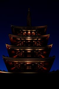 Preview wallpaper pagoda, roof, building, night, lighting