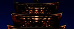 Preview wallpaper pagoda, roof, building, night, lighting