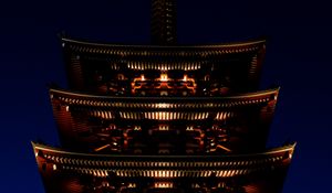 Preview wallpaper pagoda, roof, building, night, lighting