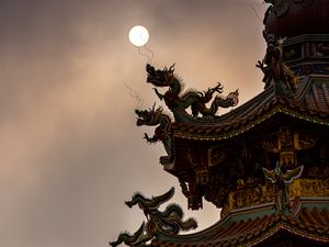 Preview wallpaper pagoda, roof, dragons, asia, architecture