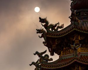 Preview wallpaper pagoda, roof, dragons, asia, architecture