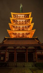 Preview wallpaper pagoda, roof, glow, japan