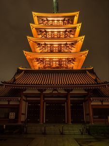 Preview wallpaper pagoda, roof, glow, japan