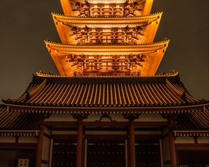 Preview wallpaper pagoda, roof, glow, japan