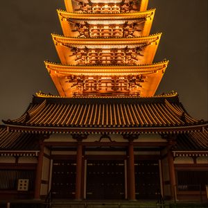 Preview wallpaper pagoda, roof, glow, japan