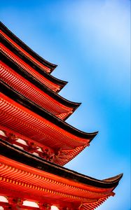 Preview wallpaper pagoda, roof, sky, architecture, red