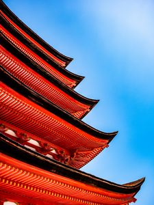 Preview wallpaper pagoda, roof, sky, architecture, red