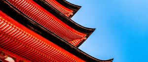 Preview wallpaper pagoda, roof, sky, architecture, red