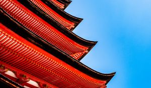 Preview wallpaper pagoda, roof, sky, architecture, red