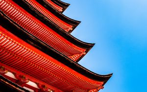 Preview wallpaper pagoda, roof, sky, architecture, red