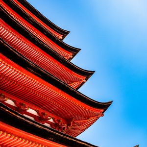 Preview wallpaper pagoda, roof, sky, architecture, red