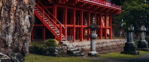 Preview wallpaper pagoda, stairs, building, architecture, asia