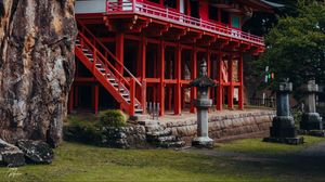 Preview wallpaper pagoda, stairs, building, architecture, asia
