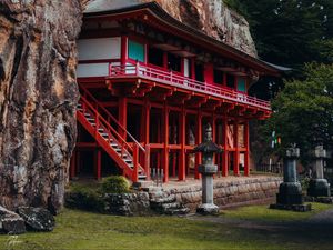 Preview wallpaper pagoda, stairs, building, architecture, asia