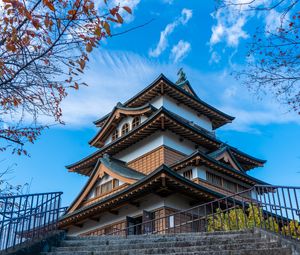 Preview wallpaper pagoda, temple, architecture, stairs, rise