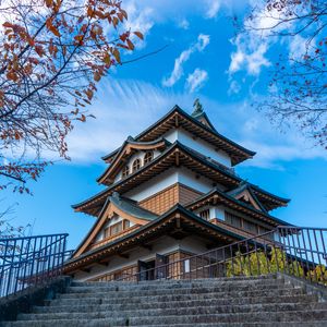 Preview wallpaper pagoda, temple, architecture, stairs, rise