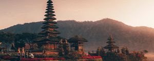 Preview wallpaper pagoda, temple, architecture, lake, reflection, twilight