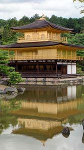 Preview wallpaper pagoda, temple, architecture, trees, lake, nature