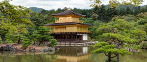 Preview wallpaper pagoda, temple, architecture, trees, lake, nature