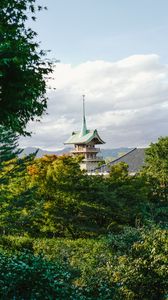 Preview wallpaper pagoda, temple, architecture, trees, nature, landscape