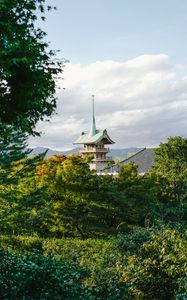 Preview wallpaper pagoda, temple, architecture, trees, nature, landscape