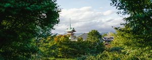 Preview wallpaper pagoda, temple, architecture, trees, nature, landscape