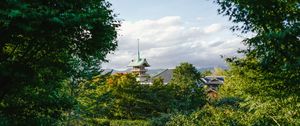 Preview wallpaper pagoda, temple, architecture, trees, nature, landscape