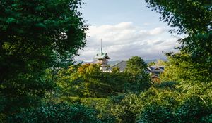 Preview wallpaper pagoda, temple, architecture, trees, nature, landscape